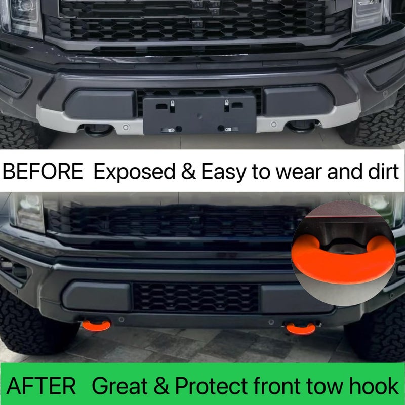 أغطية خطاف السحب المخصصة تناسب 2004-2024 Ford F150 2021-2024 Bronco Base/Big Bend/Outer Banks غطاء خطاف السحب متوافق مع ملحقات Toyota Tundra 2017-2021 (برتقالي ساطع) - Image 3